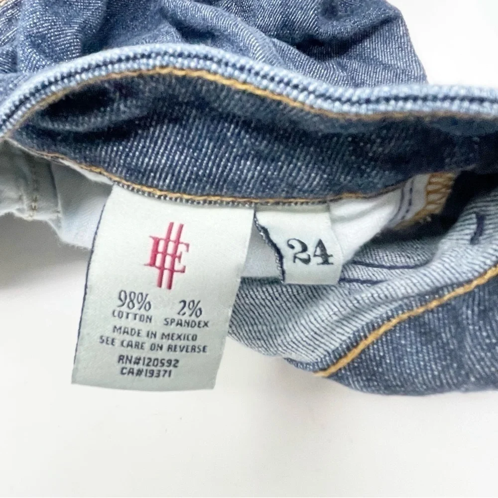 EASY MONEY Women’s Blue Dark Wash BENNIE Skinny Jeans Raw Hem Low Rise Size 24